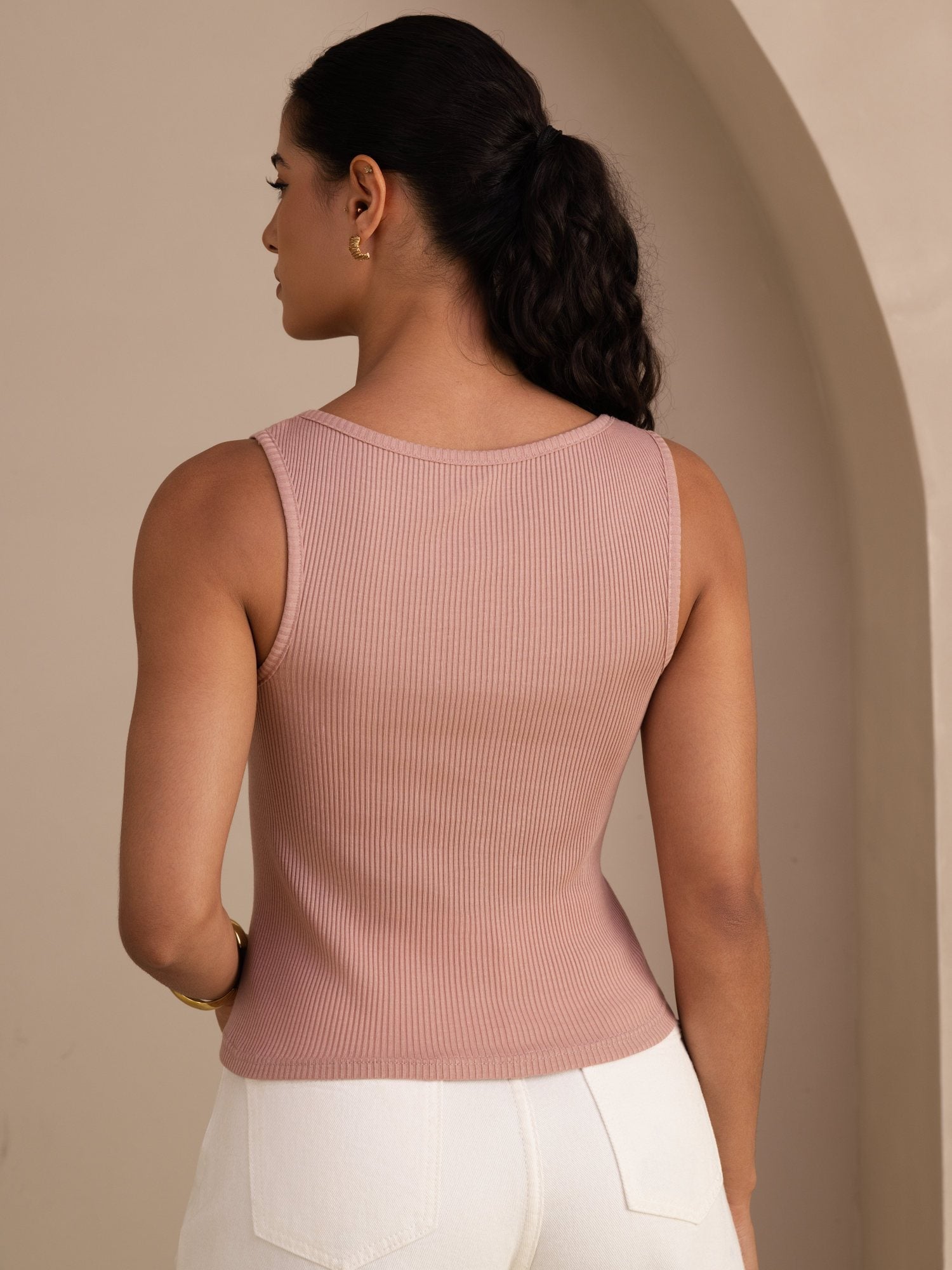 Seiden Baumwolle Damen Ärmellos Rundhals Schlanke Tanktop